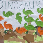 Plansza z zapytajkami dzieci do tematu Dinozaury